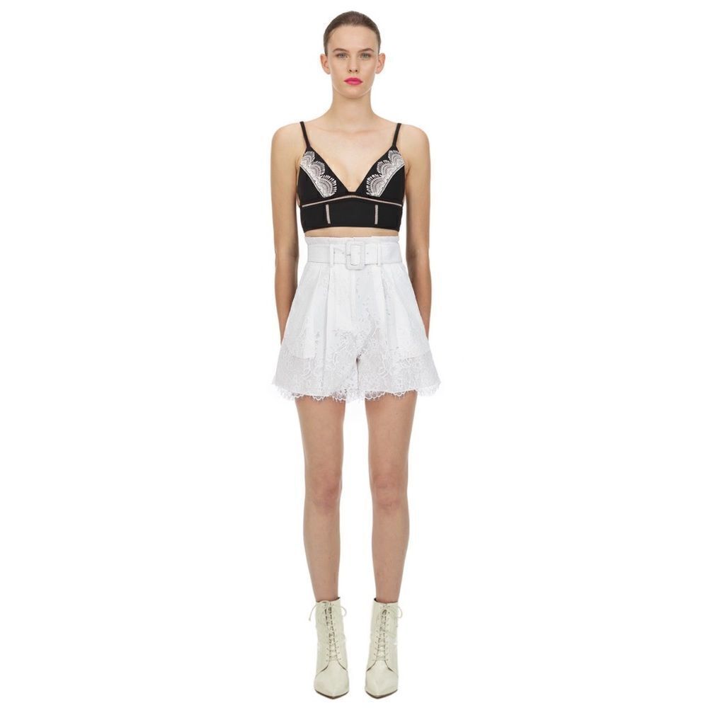 Self-Portrait white lace shorts size US6 high waisted